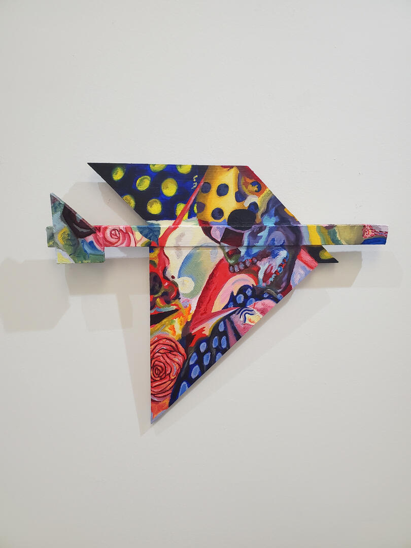 Screaming from the Inside, 2023, oil on wood, 20" × 17" × 2"