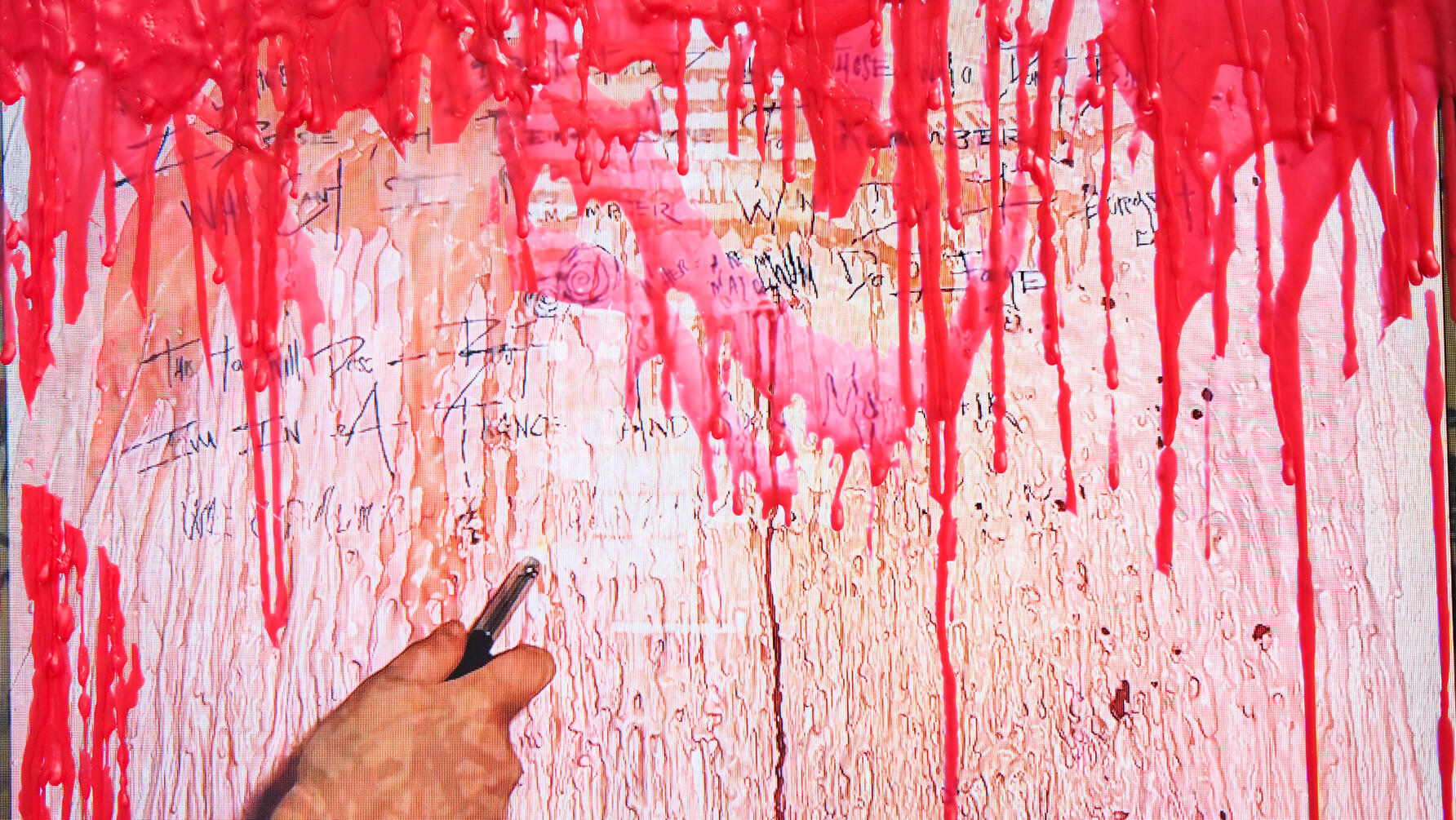 So fixated, 2023, single-channel video installation with sound on prepared television with wax, 3m56s (detail)